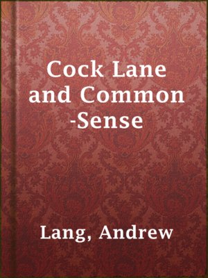 cover image of Cock Lane and Common-Sense